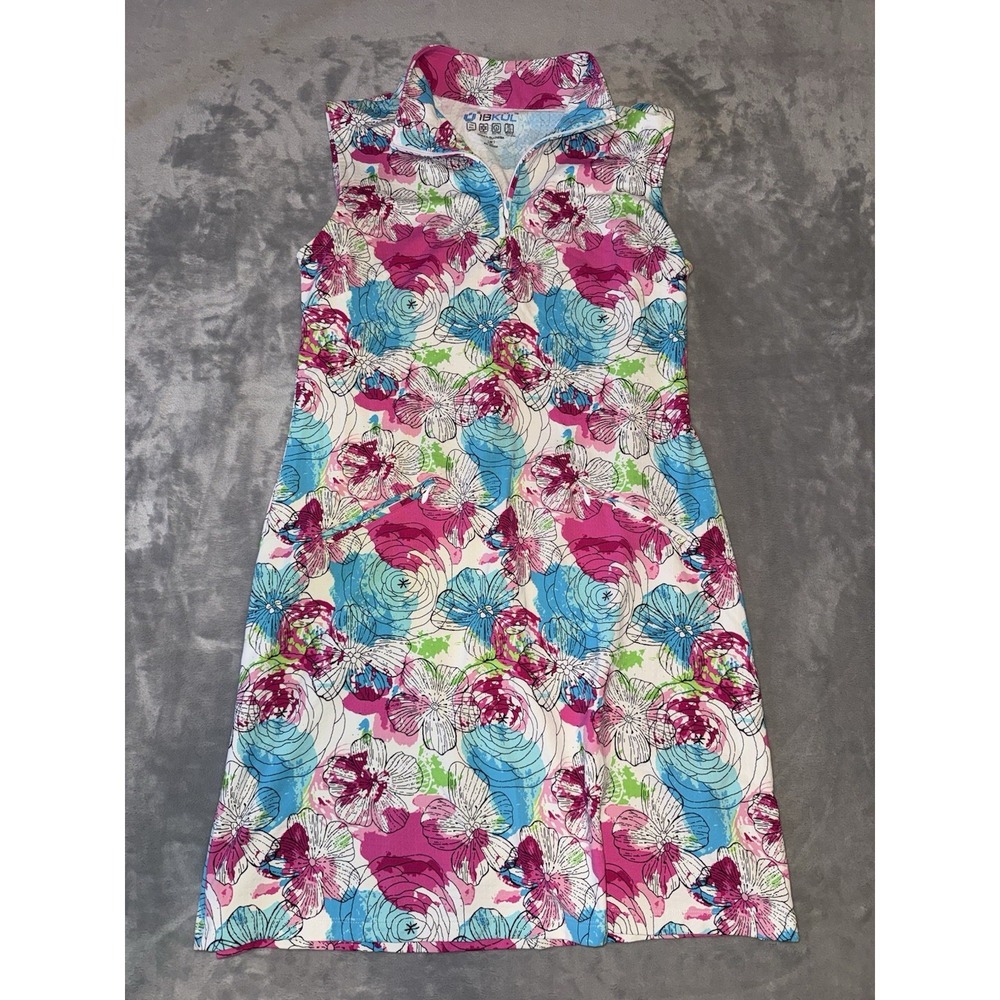 IBKUL Paddy Hot Multicolor Golf Dress Sleeveless Mock Neck Pickleball UPF Sz M - Picture 3 of 10